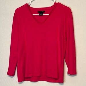 Vintage Eagle’s Eye Woman’s Long Sleeved V-Neck Pink Top Blouse Size XL.